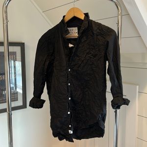 Black Italian Crinkle cotton Frank & Eileen Shirt.